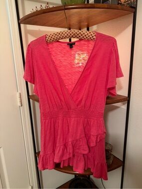 Torrid Pink Cotton Modal Surplice Faux Wrap Top